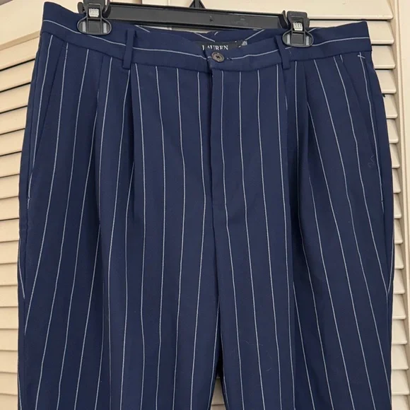 Ralph Lauren BLACK LABEL Navy Striped Trousers SZ 12 - Picture 4 of 6